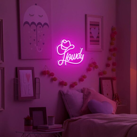 HOWDY COWBOY HAT NEON LED SIGN - Picture 4 of 6